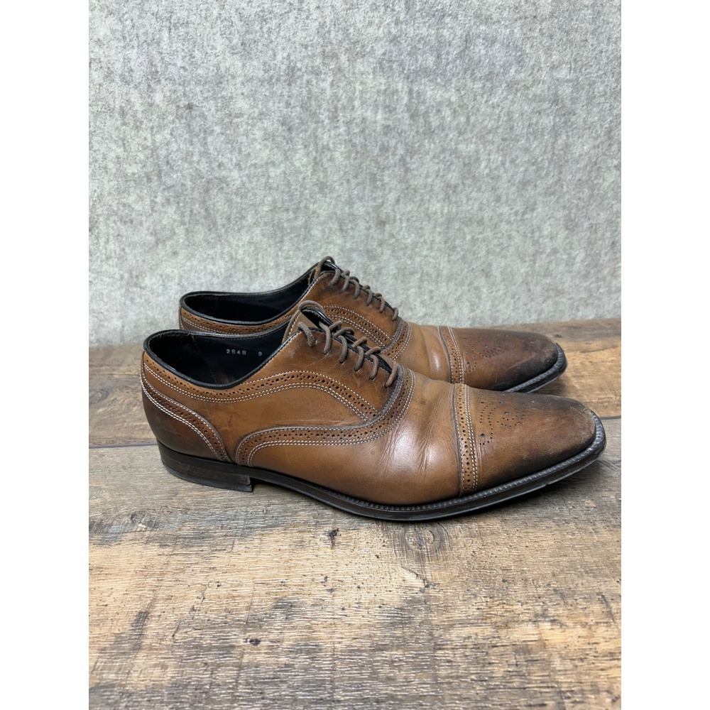 To Boot New York Adam Derrick Brown Leather Brogue Cap Toe Oxford Dress Shoes 9 - Picture 2 of 7